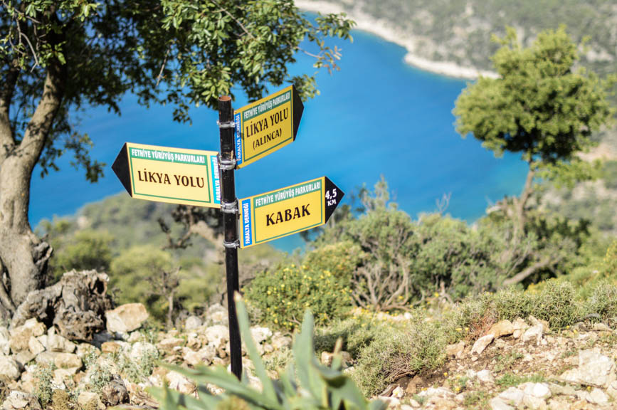 Lycian Way signs and sea