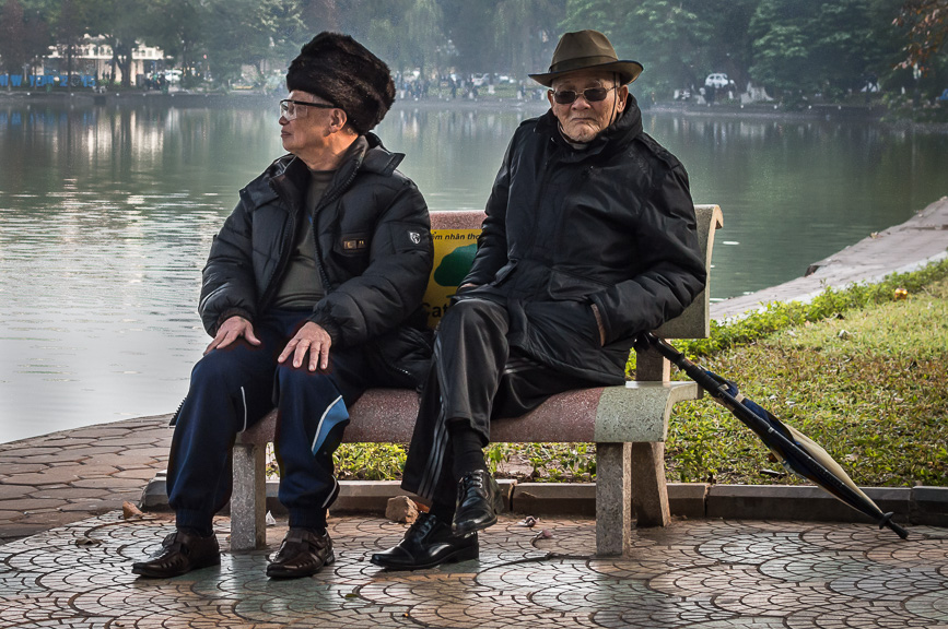 Vietnam Longing old men by the lake