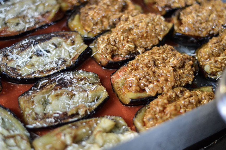 meat filled aubergines_