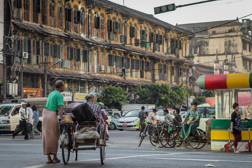 yangon street rickshaw